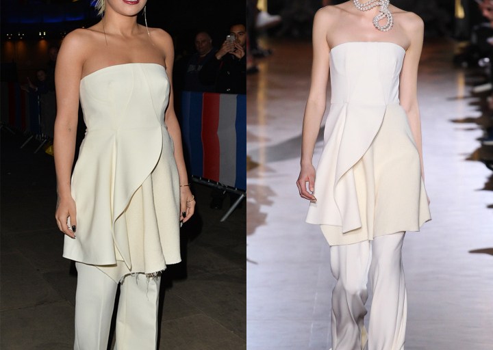 Hot! or Hmm…: Rita Ora’s The One Show Stella McCartney Fall 2015 Strapless Cream Top and Matching Pants