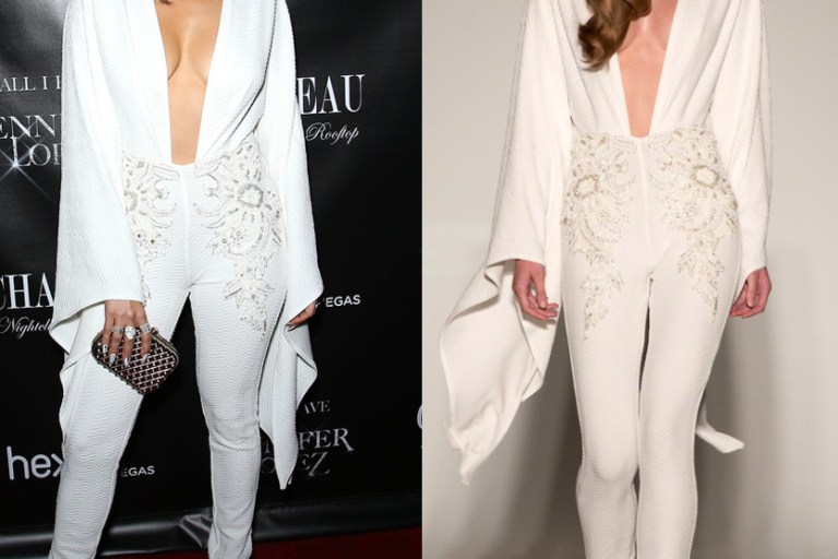Hot! or Hmm…: Jennifer Lopez’s Chateau Nightclub and Rooftop Las Vegas Michael Costello Spring 2016 White Jumpsuit