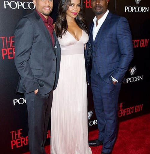 Splurge: Sanaa Lathan’s The Perfect Guy Hollywood Premiere Amanda Wakeley Blush Pink Long Silk Tulle Dress