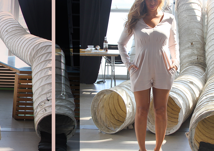 Splurge: Beyonce’s Birthday Exclusive for Intermix Lily Blush Pink Long Sleeve Romper + Her Beyonce.com Chloe White Guipure Lace & Silk Crepon Blouse