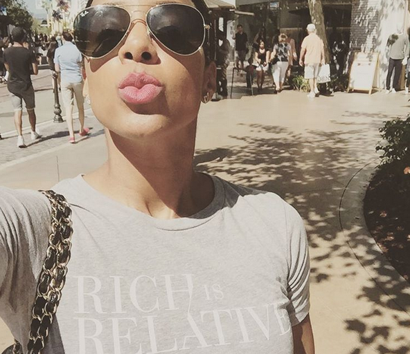 Wardrobe Query: Kelly Rowland’s Instagram ‘Rich is Relative’ Gray T-Shirt