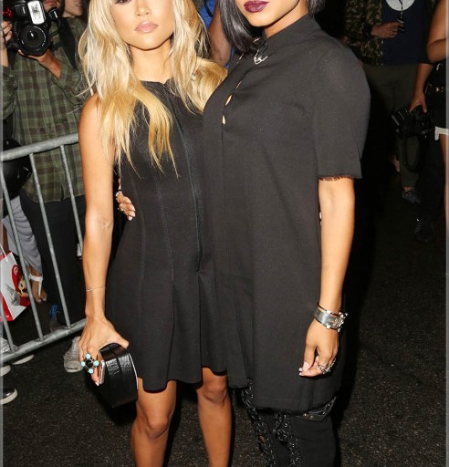 Get the Look: Karrueche Tran’s New York Fashion Week T by Alexander Wang Scuba Neoprene Sleeveless Dress, Gelareh Mizrahi Wu Tang Crossbody Bag, and Schutz Juliana Sandals