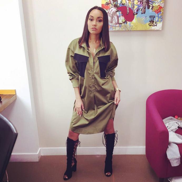 Splurge: Leigh-Anne Pinnock’s Instagram Sonia by Sonia Rykiel Military Shirt Dress