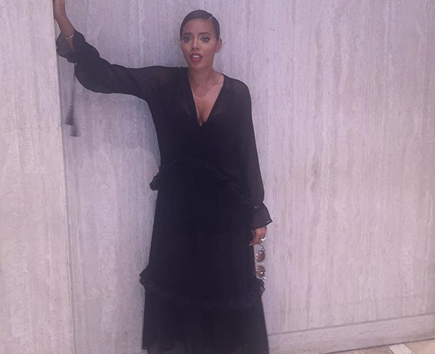 Wardrobe Query: Angela Simmons’s Instagram H&M Black Chiffon Maxi Dress