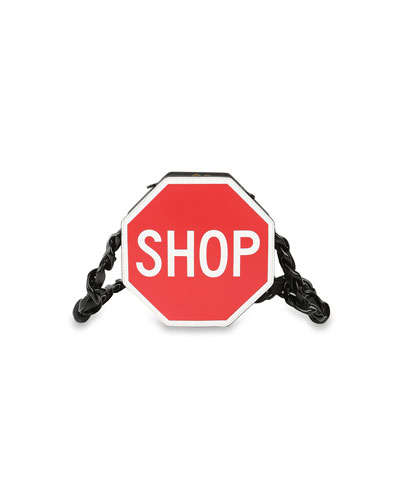 Bomb Product of the Day: Moschino’s Black and Red “SHOP” Stop Sign Shoulder Bag
