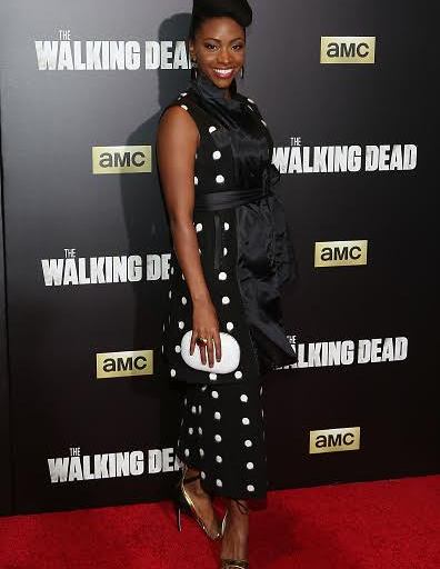 Hot! or Hmm…Teyonah Parris’s The Walking Dead Season 6 Premiere Lie Sangbong Spring 2015 Polka Dot Dress and Alejandro Ingelmo Sandals