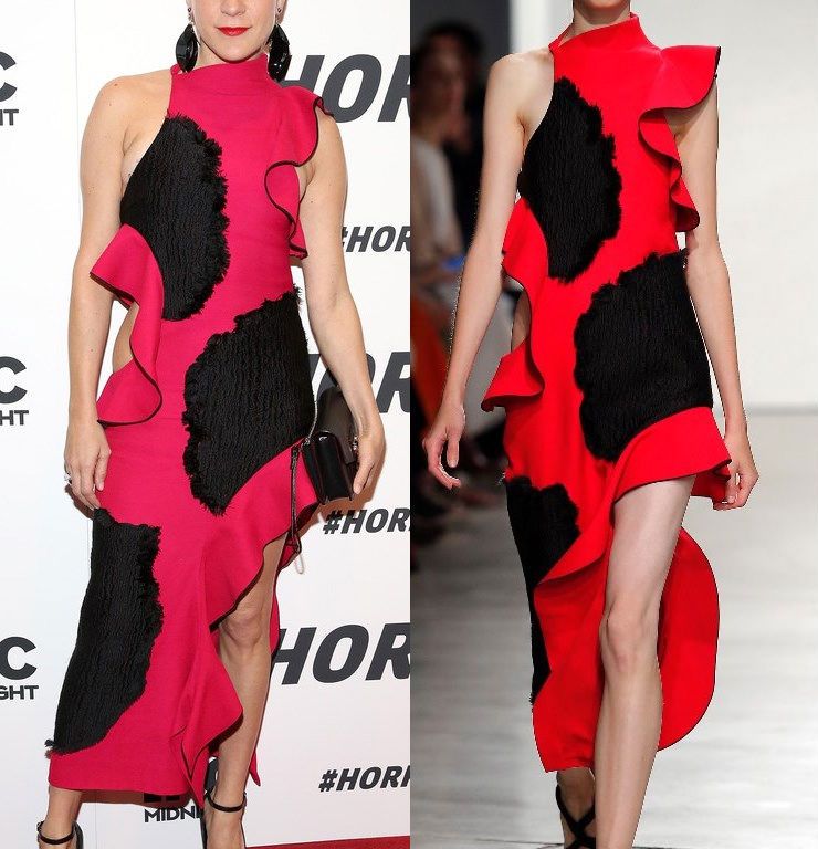 Hot! or Hmm… Chloe Sevigny’s <em>Horror</em> New York Premiere Proenza Schouler Spring 2016 Pink and Black Ruffle Dress