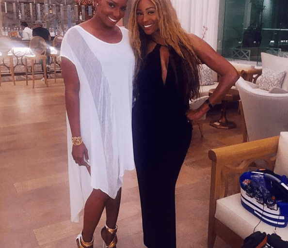 Splurge: Nene Leakes’s Instagram Giuseppe Zanotti White Leather And Metallic Leaf ‘Coline’ Stiletto Sandals