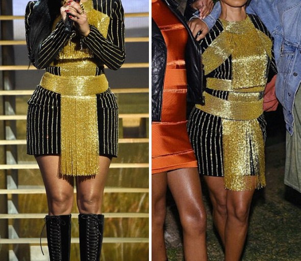Who Wore it Better? Nicki Minaj vs. Jada Pinkett Smith in Balmain’s Embellished Velvet Fringe Dress