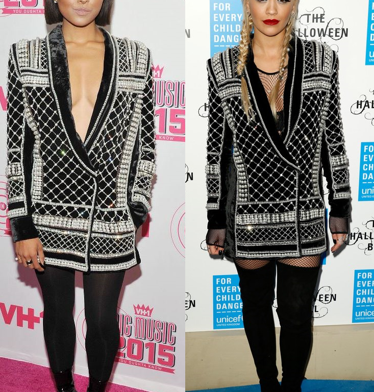 Who Wore It Better? Kat Graham vs. Rita Ora in Balmain x H&M’s Pearl Embellished Blazer