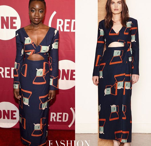Splurge: Danai Gurira’s ONE and (RED)’s ‘It Always Seems Impossible Until It Is Done’ Concert Staud Cut Out Navy Maxi Printed Dress