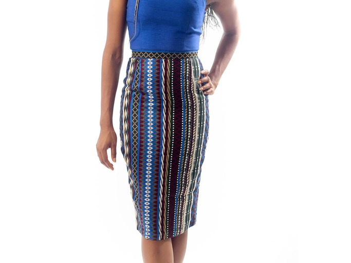 Bomb Product of the Day: Eve & Tribe’s Simone Vertical Blue & Tribal Striped Skirt