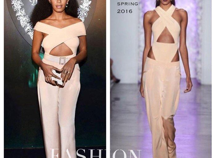 Hot! or Hmm…: Solange Knowles’s Art Basel Miami 2015 Cushnie et Ochs Spring 2016 Blush Pink Cut Out Jumpsuit