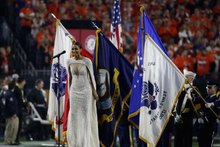 Critics Slam Ciara’s Yousef Al-Jasmi Crystal Studded Semi Sheer Gown for College Football Playoff National Championship Alabama vs. Clemson Game Performance