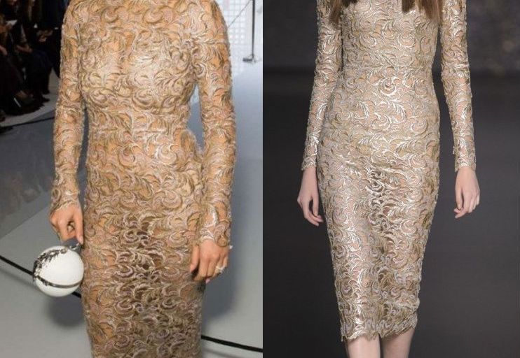 Hot! or Hmm… Rita Ora’s Ralph & Russo Spring 2016 Couture Show Ralph & Russo Fall 2015 Couture Long Sleeve Flesh Tone Lace Midi Dress