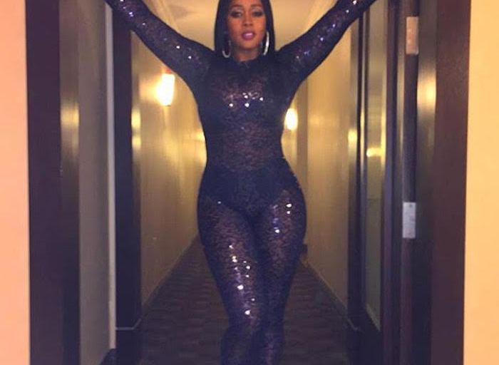 Hot! Or Hmm…: Remy Ma’s Instagram Roger Rodney Black Sequin Long Sleeve Sheer Jumpsuit