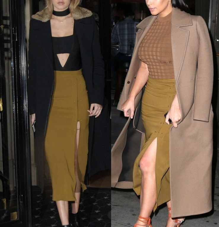 Who Wore It Better? Gigi Hadid vs. Kim Kardashian in A.L.C.’s Dean Skirt