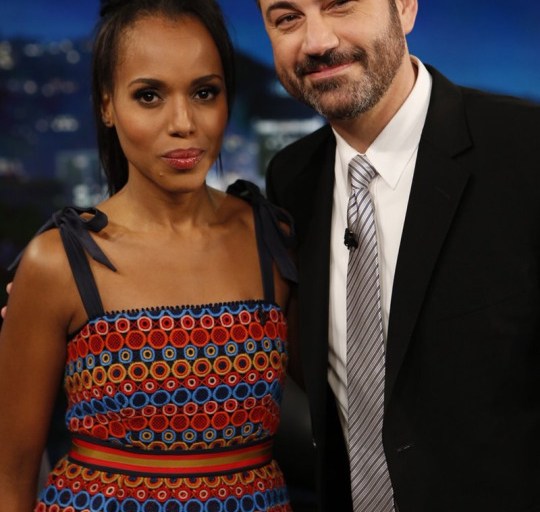 Splurge: Kerry Washington’s Jimmy Kimmel Live Saloni Spring 2016 Saloni Rosalie Multi Lace Dress