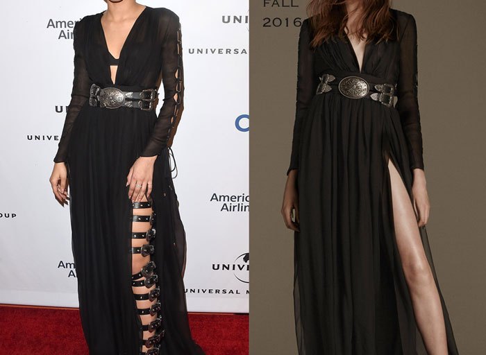 Hot! or Hmm…: Zendaya’s Universal Music Group Grammy Awards After Party Fausto Puglisi Pre-Fall 2016 Black Belted High Slit Gown and Thigh High Gladiator Sandals