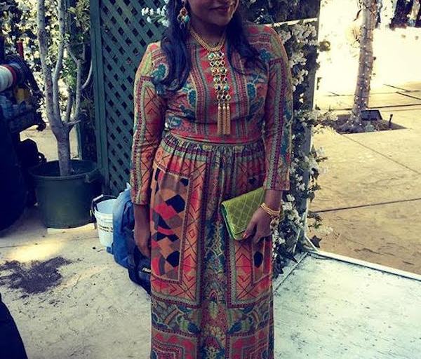 Splurge: Mindy Kaling’s Instagram Etro Fall 2015 Graphic Printed Silk Crepe Long Sleeve Gown