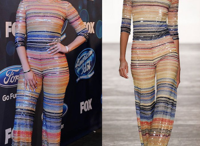 Hot! or Hmm….: Jennifer Lopez’s America Idol Naeem Khan Spring 2016 Multicolored Jumpsuit