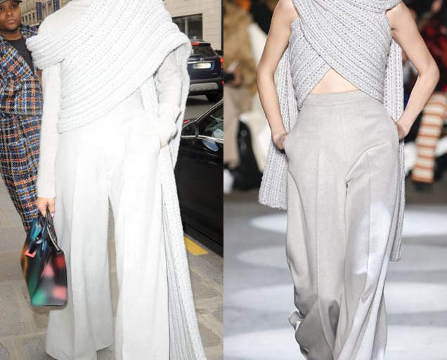 Hot! or Hmm…: Zendaya Coleman’s Paris Fashion Week Christian Siriano Fall 2016 Chunky Gray Knit Sweater and Pants