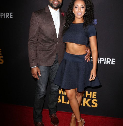 Wardrobe Query: Gloria Govan at the Meet the Blacks Premiere in a Lexi Clothing Navy Crop Top and Calypso Full Skirt Set