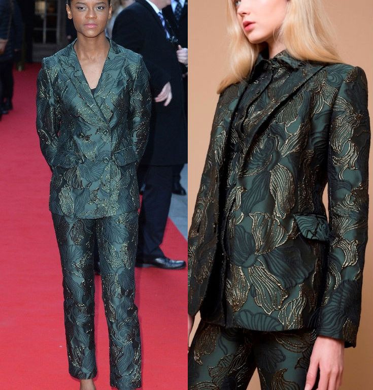 Hot! or Hmm… Letitia Wright’s Jameson Empire Awards 2016 By Sun Fall 2016 Forest Green Brocade Suit