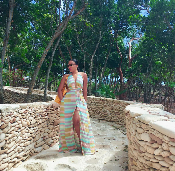 Splurge: Eudoxie’s Vacation Mara Hoffman Multicolor Pastel Geometric Flag Print Halter Maxi Dress