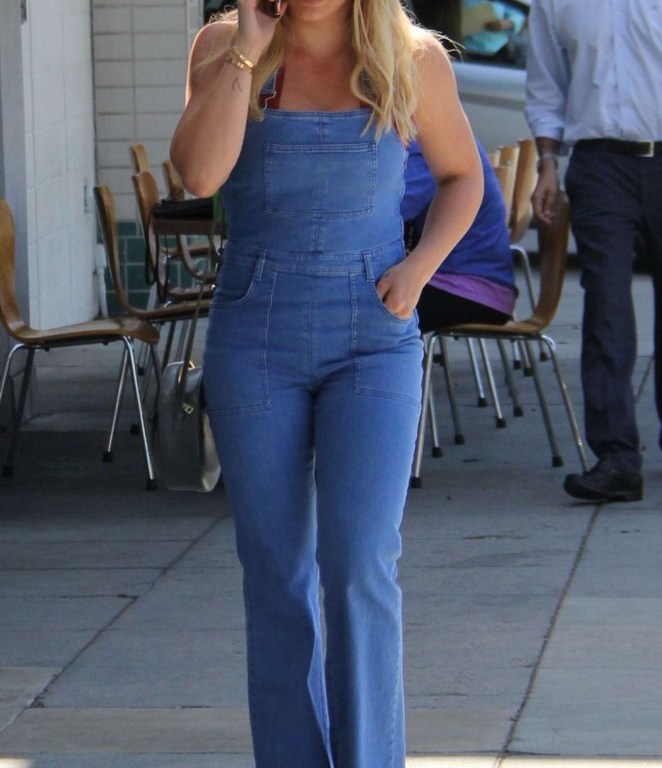 Splurge: Hilary Duff’s Beverly Hills Stella McCartney Stretch Denim Overalls