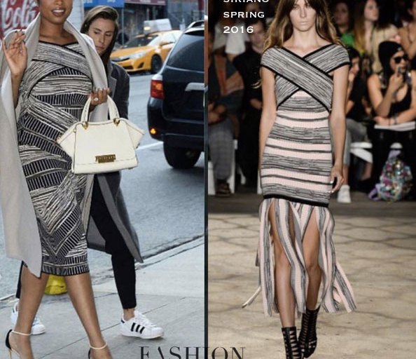 Hot! or Hmm…: Jennifer Hudson’s CBS This Morning Christian Siriano Spring 2016 Black and White Striped Dress