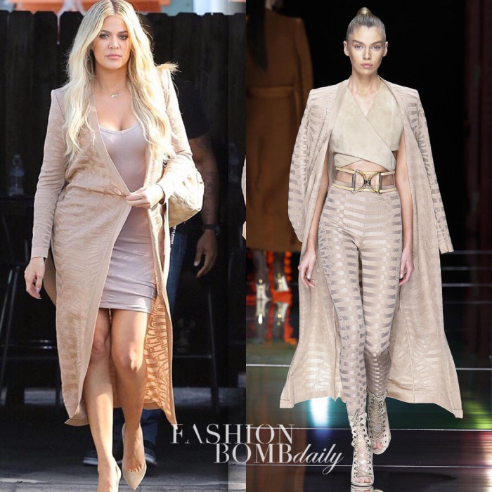 Hot or Hmm…: Khloe Kardashian’s Van Nuys Studio Balmain Spring 2016 RTW Sable Long Duster Coat With Self Belt