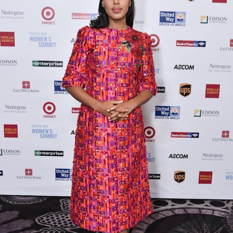 Splurge: Kerry Washington’s United Way of Greater Los Angeles Women’s Summit Dolce & Gabbana Multicolor Floral Embroidered Midi Dress