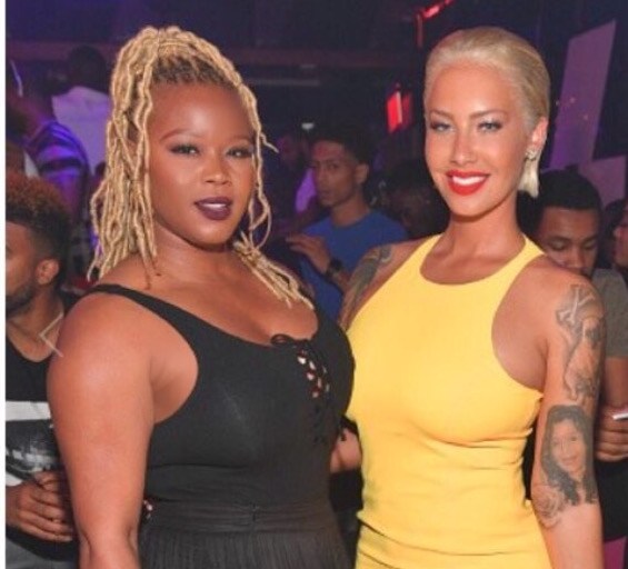Get the Look: Amber Rose’s Jay Godfrey Yellow Racer Front Asymmetrical Hem Dress and Aquazzura Hello Lover Black Suede Gold Ankle-Strap Pumps