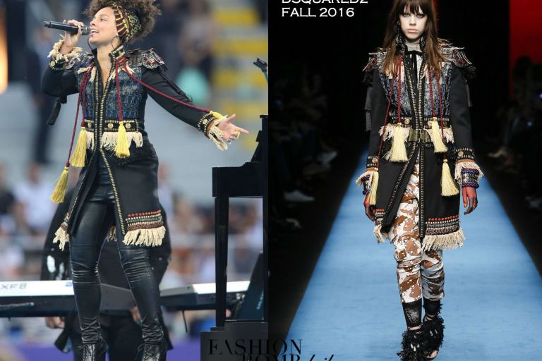 Hot! or Hmm… Alicia Keys’s UEFA Champions League Final DSquared2 Fall 2016 Colorful Embroidered Coat