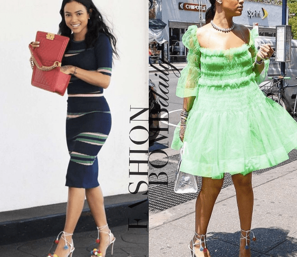 Who Wore it Better? Karrueche Tran vs. Rihanna in Aquazzura’s Pom Pom Sandals