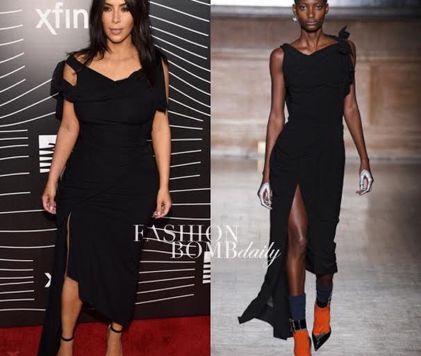 Hot or Hmm…: Kim Kardashian’s Webby Awards Vivienne Westwood AW 16-17 Black High-Slit Dress