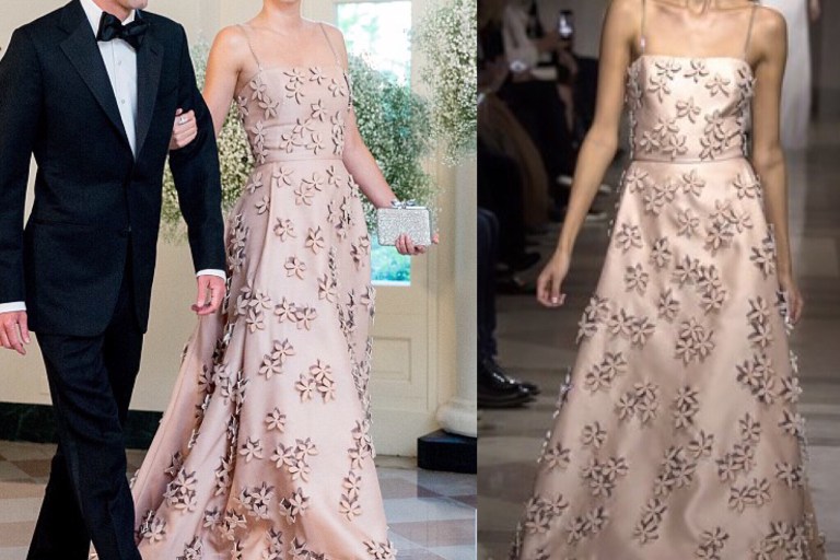 Hot! or Hmm: Miranda Kerr’s White House State Dinner’s Carolina Herrera Fall ’16 Floral Pink Dress