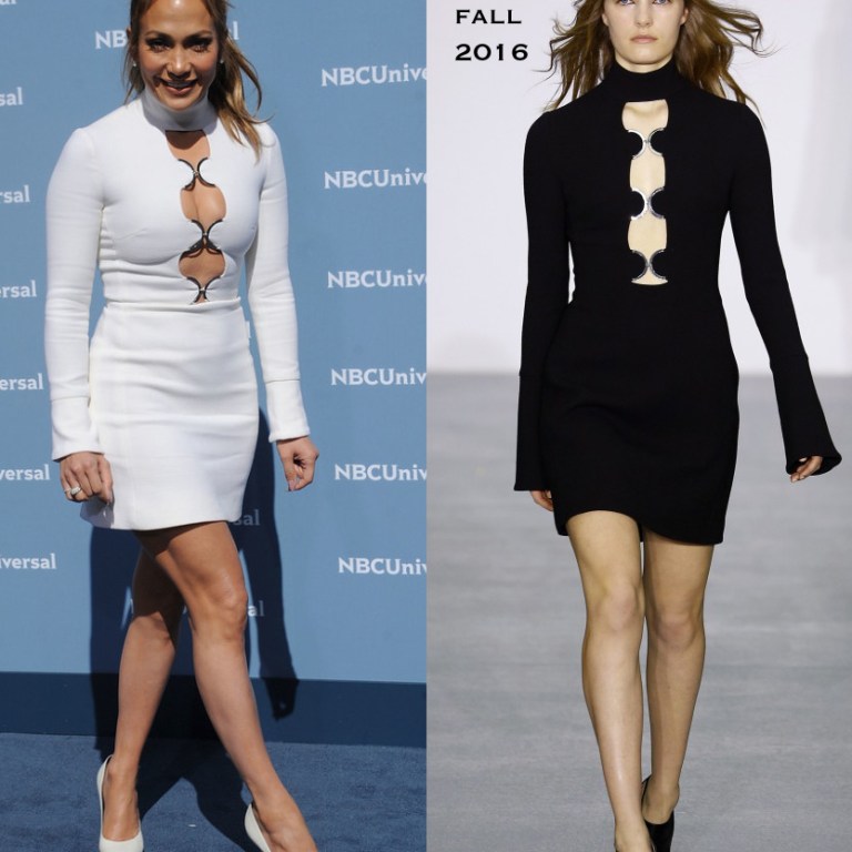 Hot! or Hmm… Jennifer Lopez’s NBCUniversal 2016 Upfront Presentation David Koma Fall 2016 White Turtleneck Ring Cutout Dress