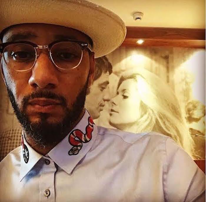 Men’s Fashion Flash: Swizz Beatz’s Instagram Gucci Baby Blue Snake Applique Embroidered Collar Oxford Shirt