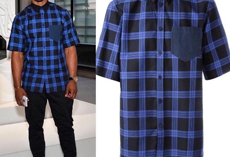 Men’s Fashion Flash: Victor Cruz’s Jeff Koons x Google Event Givenchy Blue Plaid Shirt