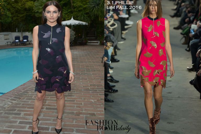 Hot! or Hmm… Camilla Belle’s TOPMAN Magazine “This Is Tailoring Issue” Celebration 3.1 Phillip Lim Fall 2016 Ginkgo Leaf Embellished Dress