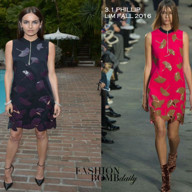Hot! or Hmm… Camilla Belle’s TOPMAN Magazine “This Is Tailoring Issue” Celebration 3.1 Phillip Lim Fall 2016 Ginkgo Leaf Embellished Dress