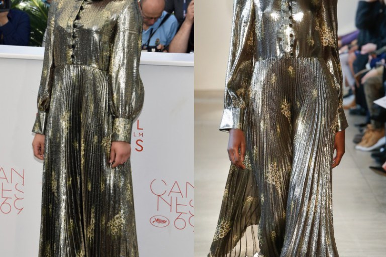 Hot! or Hmm… Ruth Negga’s <em>Loving</em> Cannes Film Festival Photocall Suno Fall 2016 Gold Metallic Pleated Dress