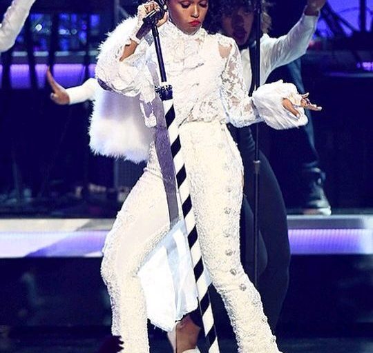 Hot! Or Hmm: Janelle Monae’s BET Awards Sergio Hudson White Lace Top and Bell-Bottom Pants