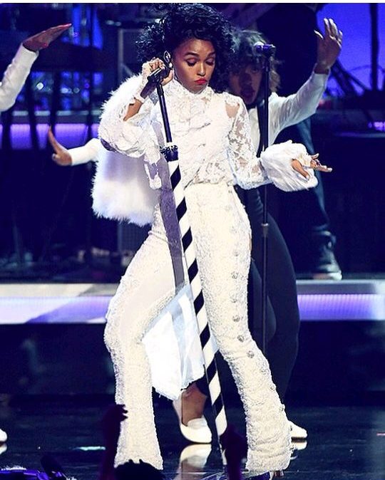 Hot! Or Hmm: Janelle Monae’s BET Awards Sergio Hudson White Lace Top and Bell-Bottom Pants