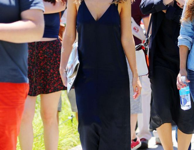 Look for Less: Jessica Alba’s New York City Kimora Lee Simmons Navy Slip Dress
