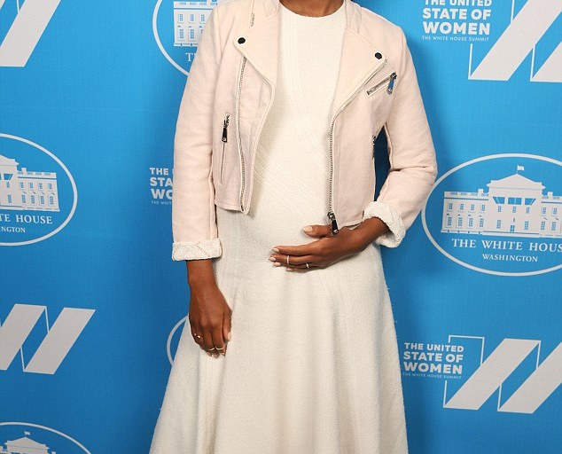 Splurge: Kerry Washington’s Washington Women Summit’s Hugo Boss White Dress, Maje Cream Moto Jacket, and Christian Louboutin ‘Pyrabubble’ Heels