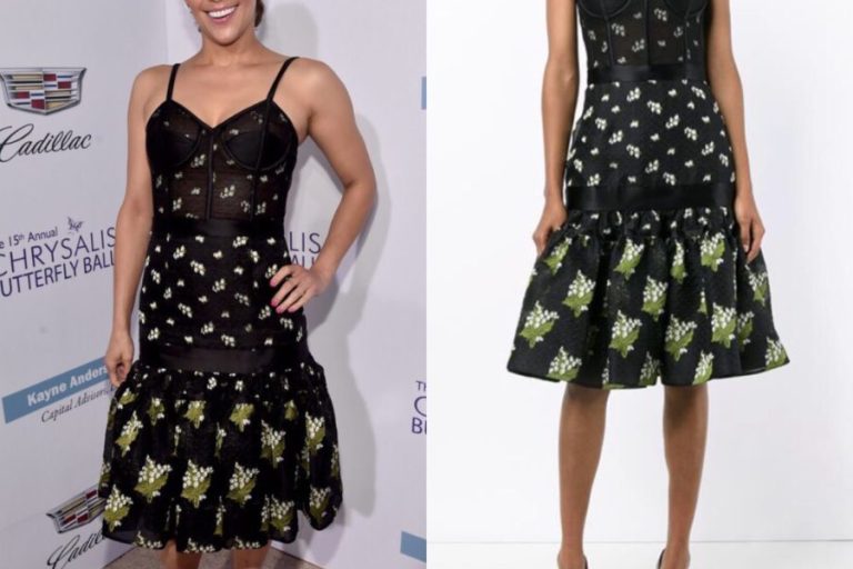 Splurge: Paula Patton’s 15th Annual Chrysalis Butterfly Ball Alexander McQueen Black Jacquard Short Tier Dress