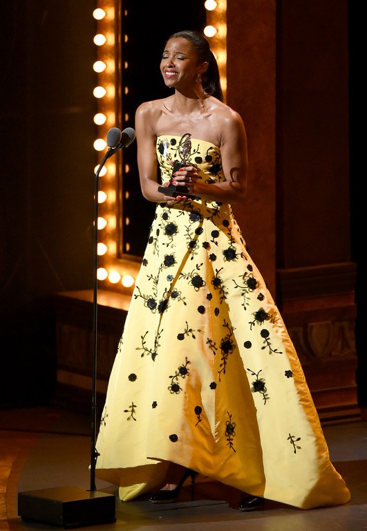 Hot! or Hmm: Renee Elise Goldsberry’s Tony Awards Oscar De La Renta Resort 2017 Yellow and Black Dress